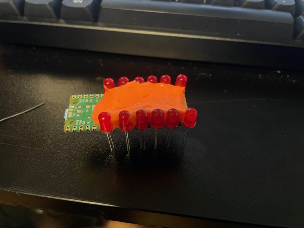 Silly-putty holding the LEDs